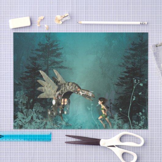 Kute fee met stoomdraak tissuepapier (Craft)