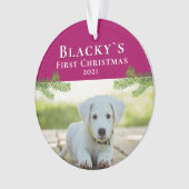 Kute first-kerstpuppy-kerstfoto ornament (voorkant)
