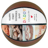 Kute First Vaderdag | Papa Foto Collage Basketbal (Voorkant)