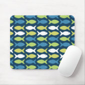 Kute Fish Pattern in Blue Green Yellow and White Muismat (Met muis)