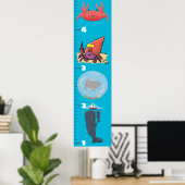 Kute fish zee creats cartoon growth chart poster (Thuiskantoor)