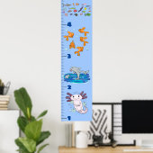 Kute fish zee creats cartoon growth chart poster (Thuiskantoor)