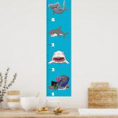 Kute fish zee creats cartoon growth chart poster (Keuken)
