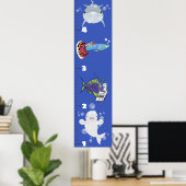 Kute fish zee creats cartoon growth chart poster (Thuiskantoor)