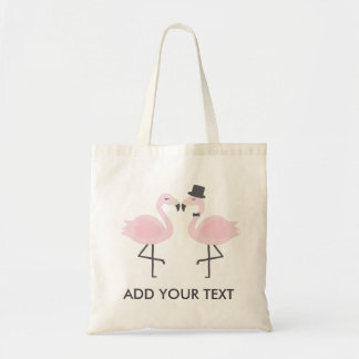 Kute Flamingo Bride & Groom het Tas van de Tekst v