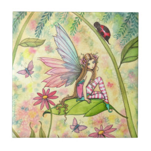 Kute Flower Fairy en Ladybug Fantasy Art Tegeltje