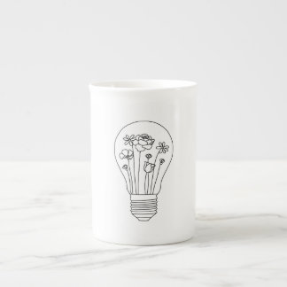 Kute Flowers in Light Bulb Line Design Porselein Kop