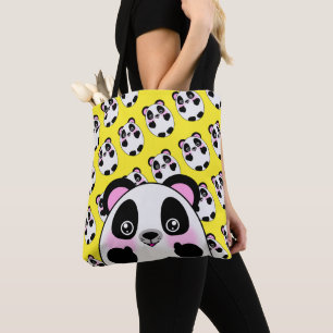 Kute Fluffy Panda Animal met zoete duimen omhoog Draagtas