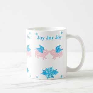 Kute Flying Kissingende Winged Roze Pigs Snowflake Koffiemok