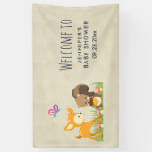 Kute Forest Animals Whimsical Cartoon Baby shower Spandoek (Verticaal)