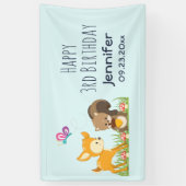 Kute Forest Animals Whimsical Cartoon Birthday Spandoek (Verticaal)