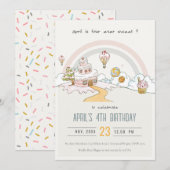 Kute Four Ever Sweet Snoep Land 4th Birthday Kaart (Voorkant / Achterkant)