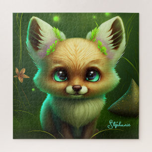 Kute fox en Oranje ventilatorgroen Legpuzzel