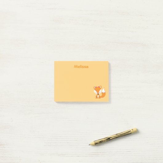 Kute fox-gouden kleur post-it® notes (Op bureau)