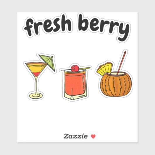 Kute Fresh Stylish Cocktail Berry Lovers Sticker (Vel)