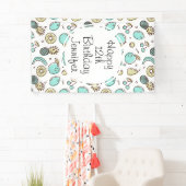 Kute Fruit Pattern Summery Line Drawing Birthday Spandoek (Insitu)