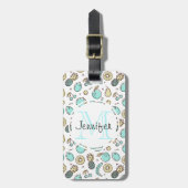 Kute Fruit Pattern Summery Line Tekening Monogram Bagagelabel (Voorkant verticaal)