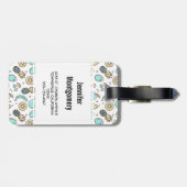 Kute Fruit Pattern Summery Line Tekening Monogram Bagagelabel (Achterkant horizontaal)