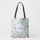Kute Fruit Pattern Summery Line Tekening Monogram Draagtas (Voorkant)