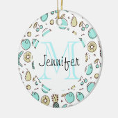Kute Fruit Pattern Summery Line Tekening Monogram Keramisch Ornament (Links)