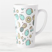 Kute Fruit Pattern Summery Line Tekening Monogram Latte Mok (Rechts)