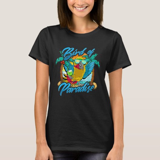 Kute Funny Bird of Paradise Parrot, die het strand T-shirt (Voorkant)