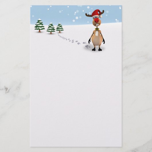 Kute Funny Reindeer Kerstboom - Stationery Briefpapier (Voorkant)