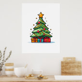 Kute gedecorreerde kerstboom poster (Keuken)