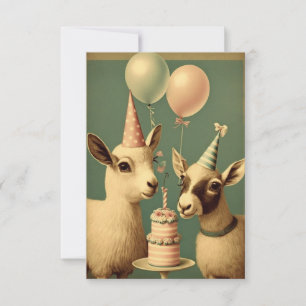 Kute geiten Birthday Party Flat Wenskaart Bedankkaart
