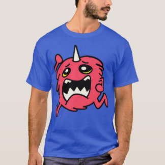 Kute Gekke Upset Red Fluffy Monster aan de slag T-shirt