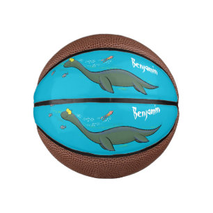 Kute, gelukkig zee monsterplesiosaur cartoon basketbal