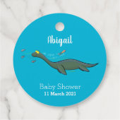 Kute, gelukkig zee monsterplesiosaur cartoon bedankjes labels (Achterkant)