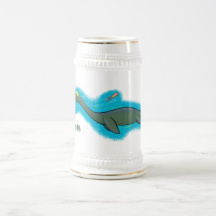 Kute, gelukkig zee monsterplesiosaur cartoon bierpul
