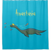 Kute, gelukkig zee monsterplesiosaur cartoon douchegordijn (Voorkant)