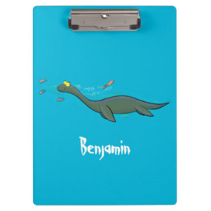 Kute, gelukkig zee monsterplesiosaur cartoon klembord