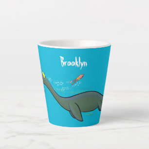 Kute, gelukkig zee monsterplesiosaur cartoon latte mok