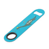 Kute, gelukkig zee monsterplesiosaur cartoon speed flessenopener (Voorkant Gekanteld)