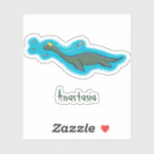 Kute, gelukkig zee monsterplesiosaur cartoon sticker (Vel)