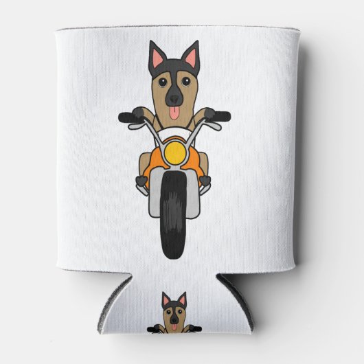 Kute German Shepherd Dog Riding Motorcycle Blikjeskoeler (Voorkant)