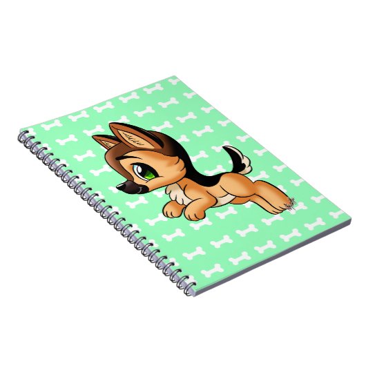 Kute German Shepherd Puppy Art Notebook Notitieboek (Rechterzijde)