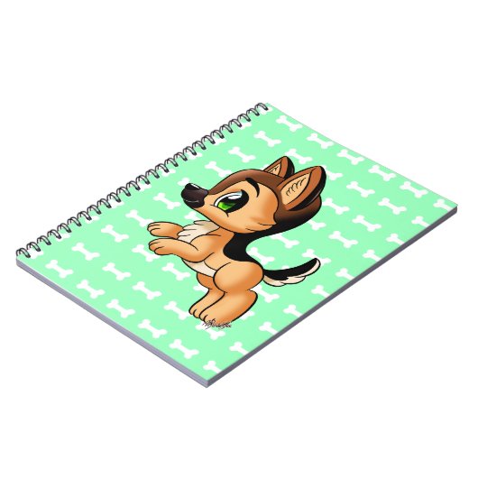 Kute German Shepherd Puppy Art Notebook Notitieboek (Linkerzijde)