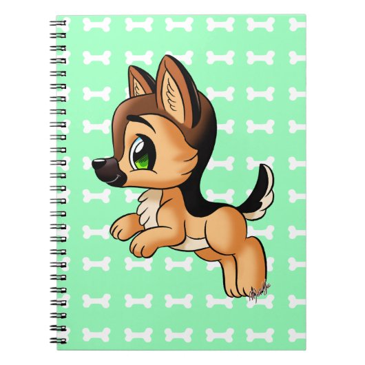 Kute German Shepherd Puppy Art Notebook Notitieboek (Voorkant)