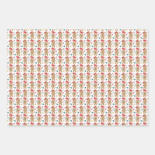 Kute Gingerbrood kerstfeestvieren Inpakpapier Vel (Voorkant 3)
