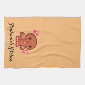 Kute Gingerbrood Man en Bloem Theedoek (Horizontaal)