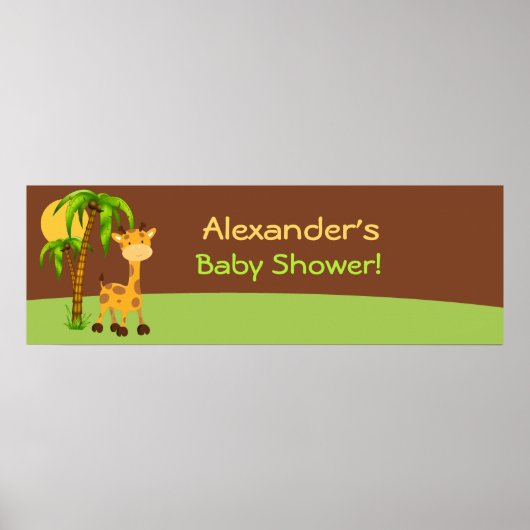 Kute Giraffe Baby shower Banner Poster (Voorkant)