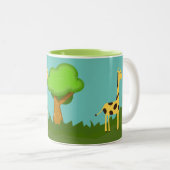 Kute Giraffe en Mok aangepaste koffie in bomen (Voorkant rechts)