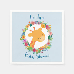 Kute Giraffe met een Floral Wreated Baby shower Servetten