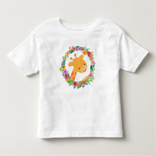 Kute Giraffe met een Waterverf Floral Wreater Kinder Shirts