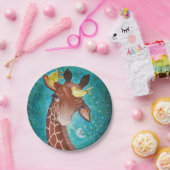 Kute Giraffe met vogels Papieren Bordje (Feest)