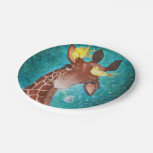 Kute Giraffe met vogels Papieren Bordje (Gekanteld)